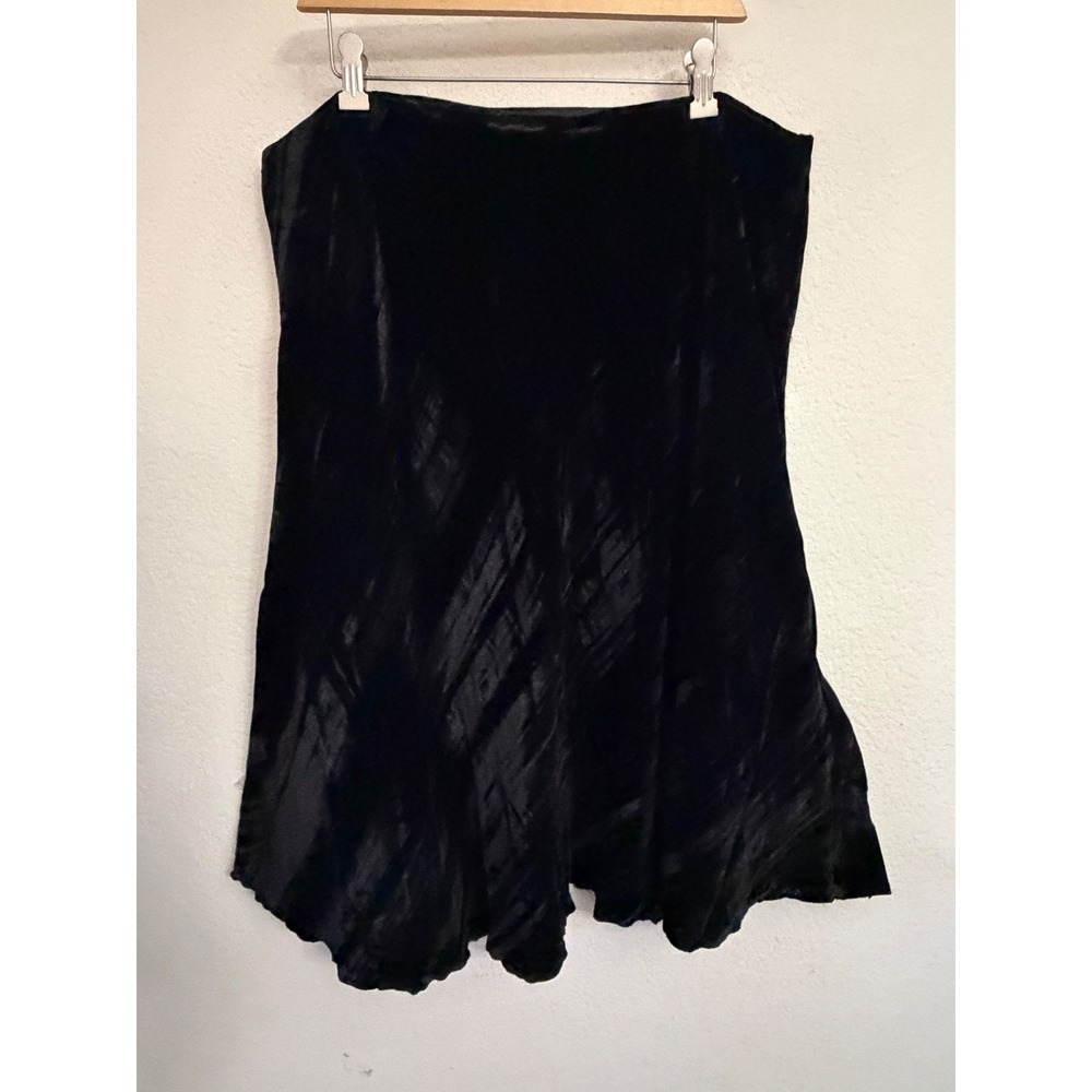 Style & Co Woman Black Crushed Velvet Midi Skirt Plus Size 20W Lined Side Zip